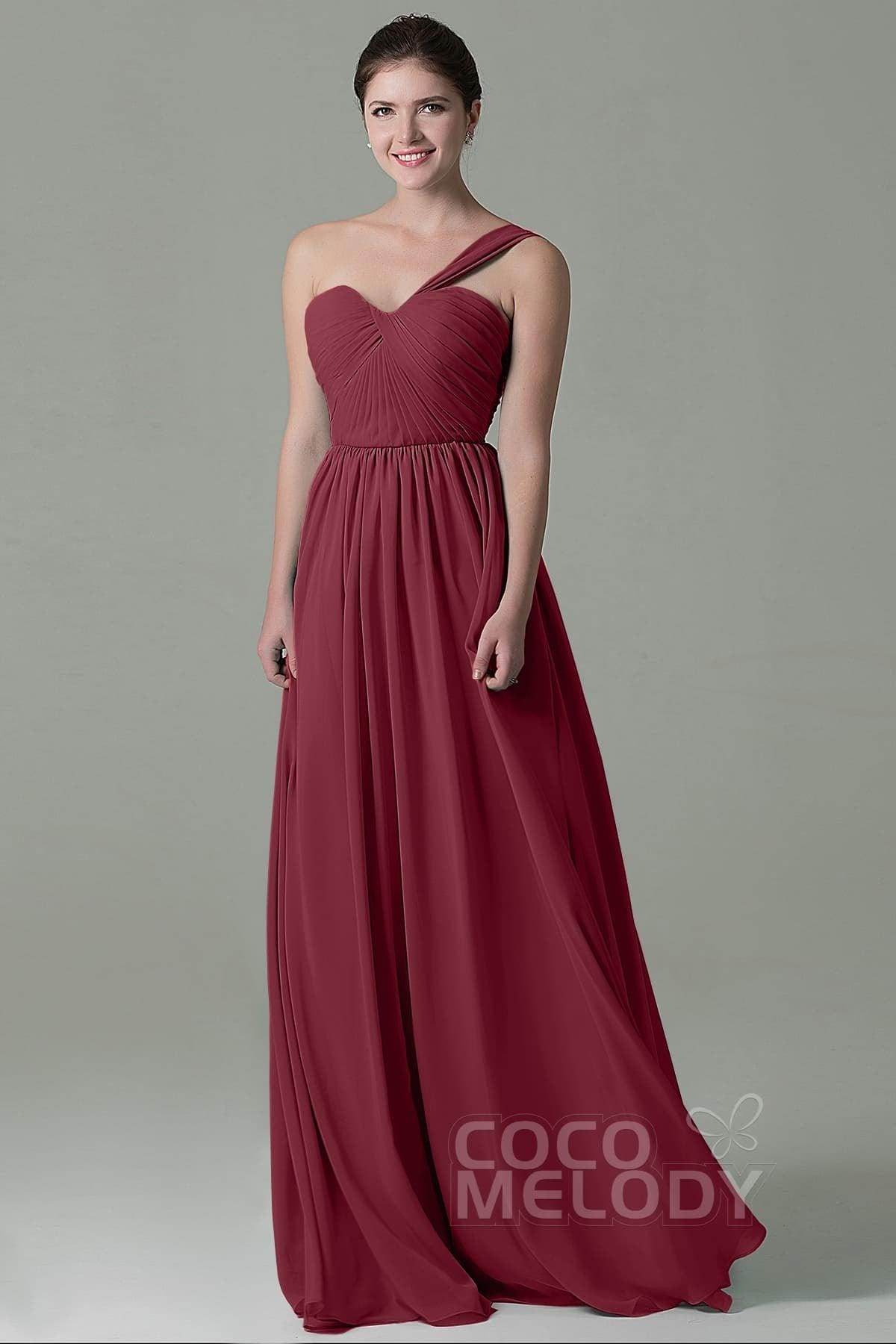 Sheath Floor Length Chiffon Bridesmaid Dress COZK15009 - COCOMELODY